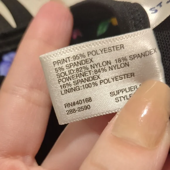 St. John's Bay black floral camisole one piece tank swim suit - Picture 7 of 8